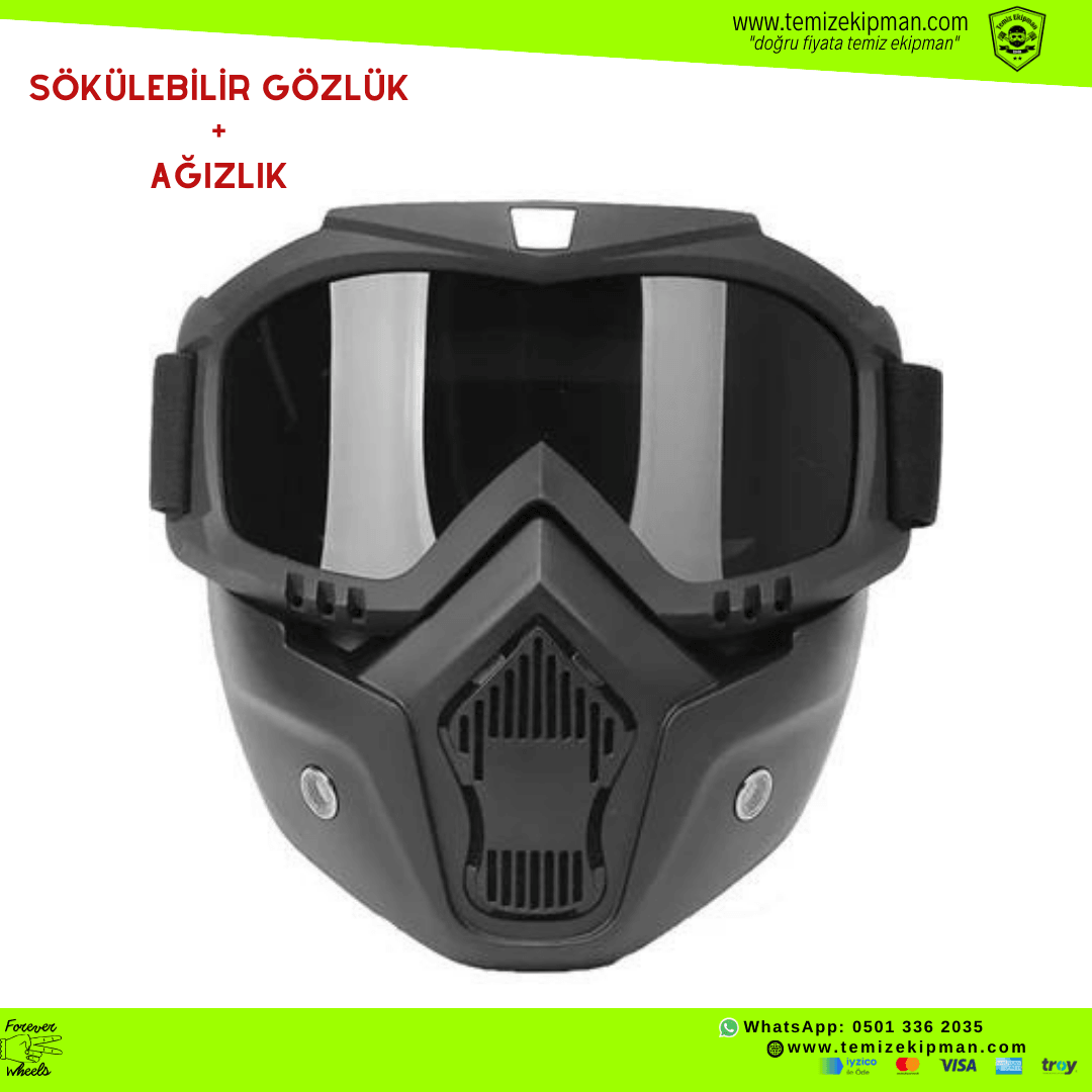 Kask Maskesi Sökülebilir Gözlük + Ağizlik