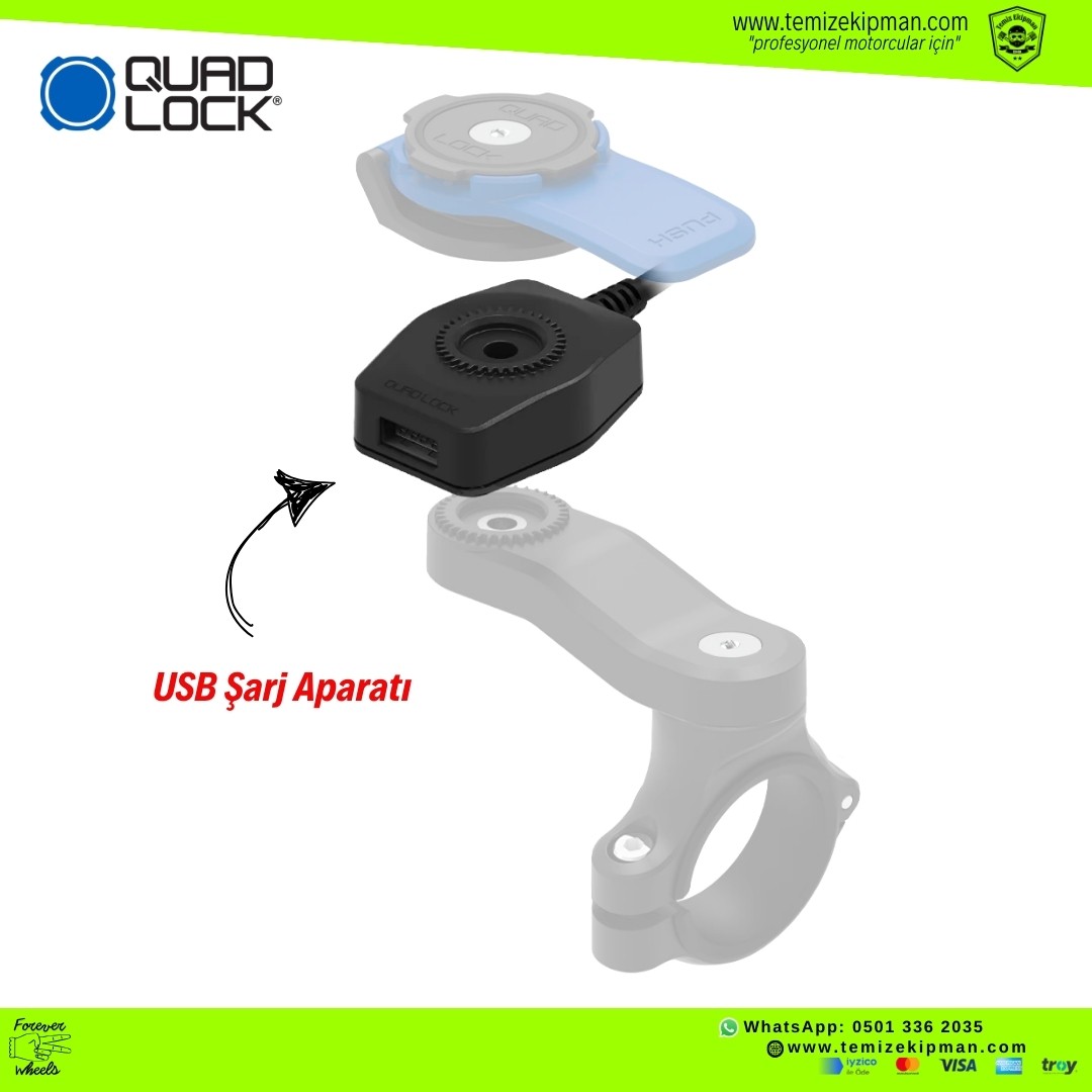 QUADLOCK MOTORCYCLE USB CHARGER MOTOSİKLET ŞARJ ADAPTÖRÜ