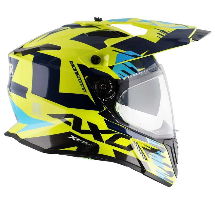 AXOR X-CROSS X1 DUAL VISOR NEON SARI/MAVİ FULLFACE MOTOSİKLET KASKI