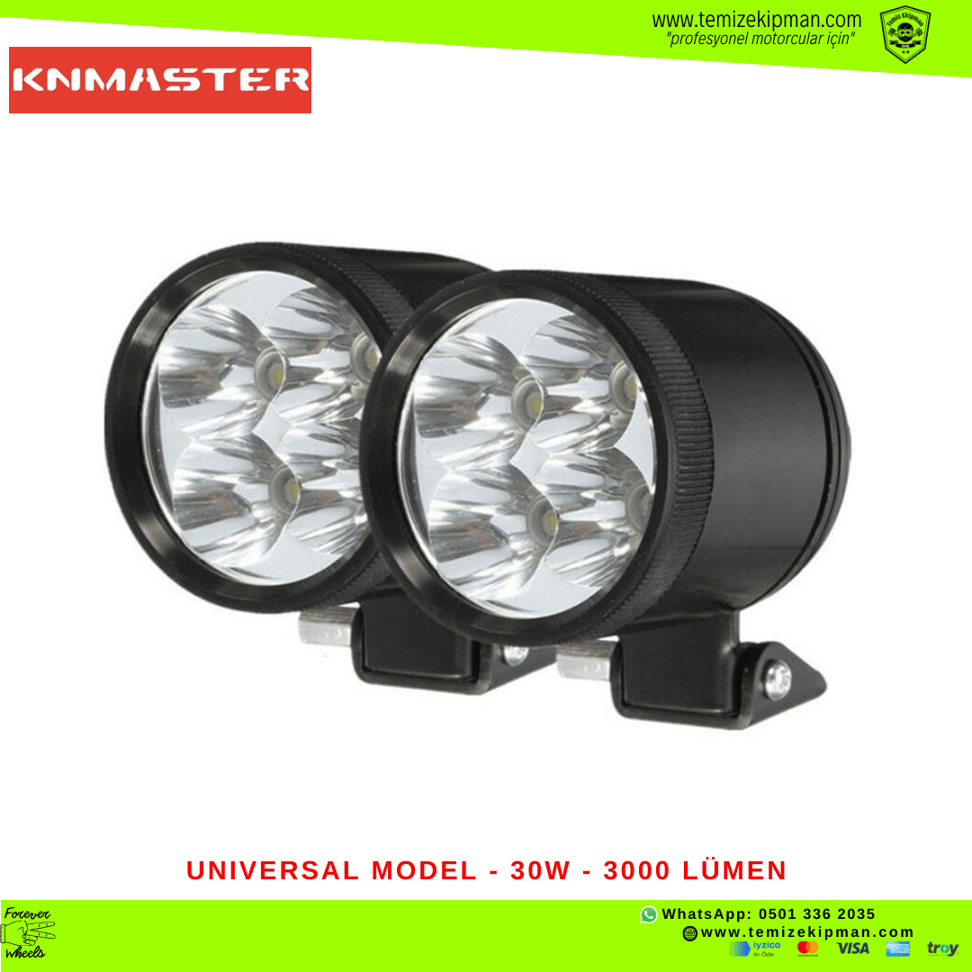 KNMASTER CHEETAH 30W MOTOSİKLET LED SİS FARI TAKIMI