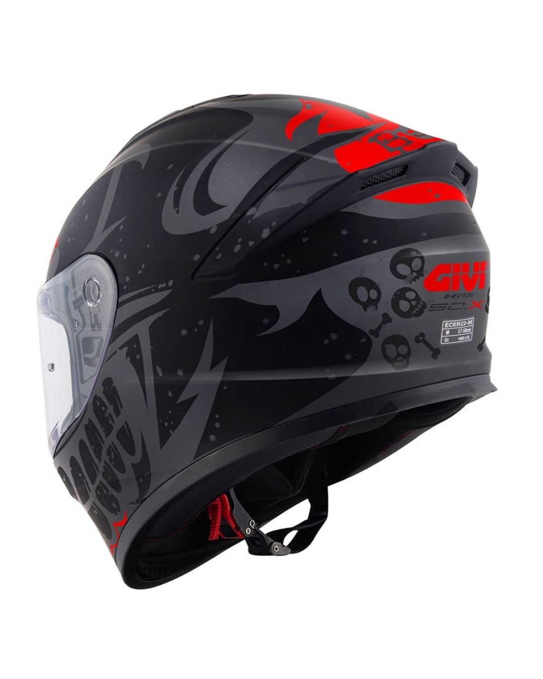 Givi 50.X Bones Mat Siyah/Kırmızı Fullface Motosiklet Kaskı