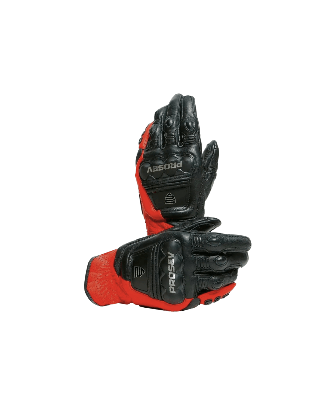 PROSEV GL60 SİYAH/KIRMIZI DERİ/CORDURA MOTOSİKLET ELDİVENİ