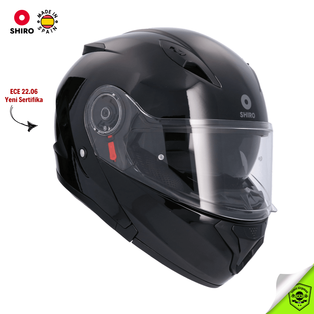 SHIRO SH-508SV TRITON SHINE BLACK ÇENE AÇILIR MOTOSİKLET KASKI