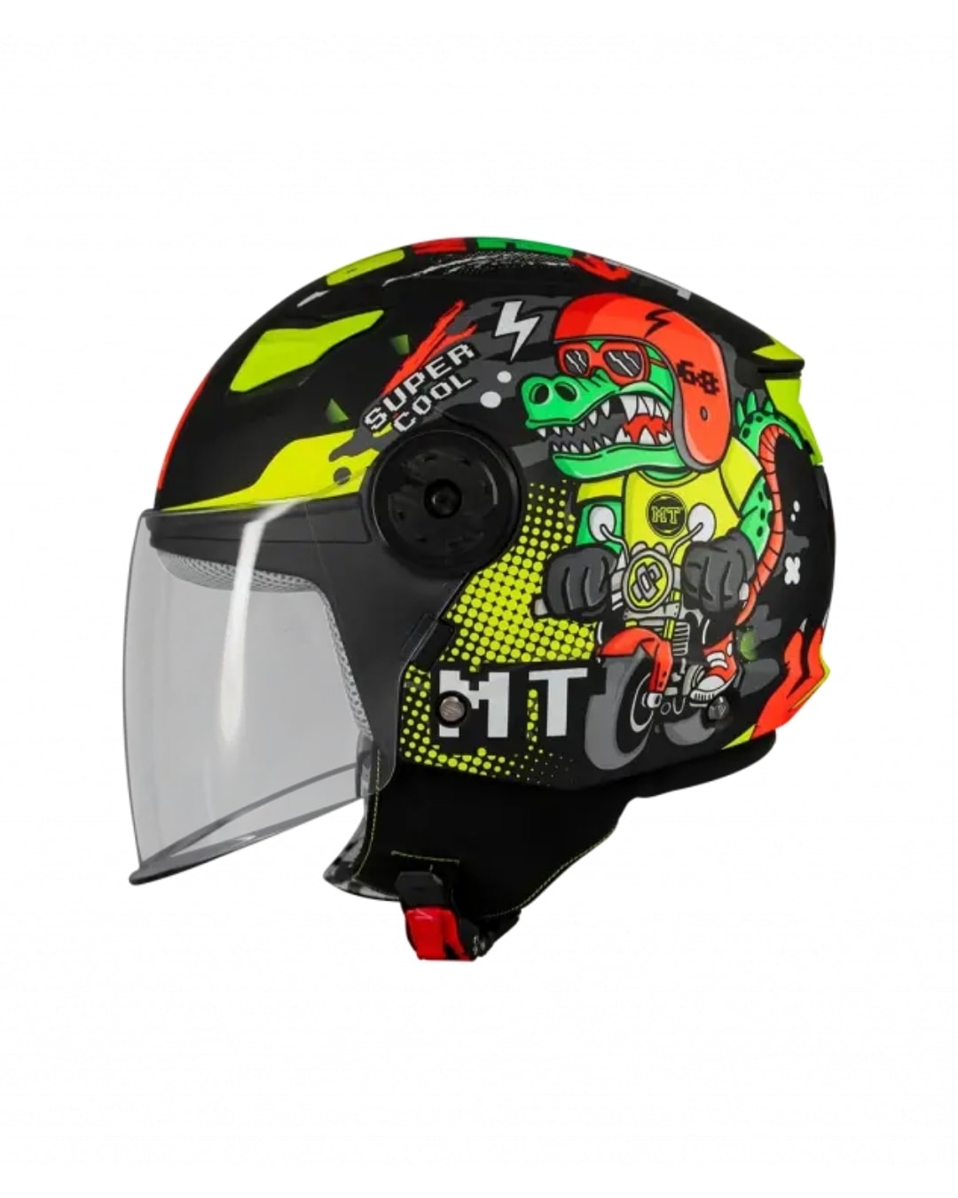Mt Helmets Kıd Lite Dino A1 Mat Siyah Yarım Çocuk Motosiklet Kaskı