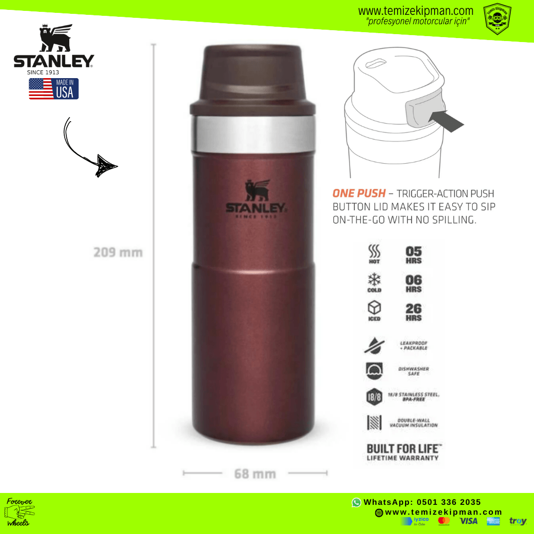 STANLEY THE TRIGGER-ACTION TRAVEL MUG 0.35 LT BORDO TERMOS