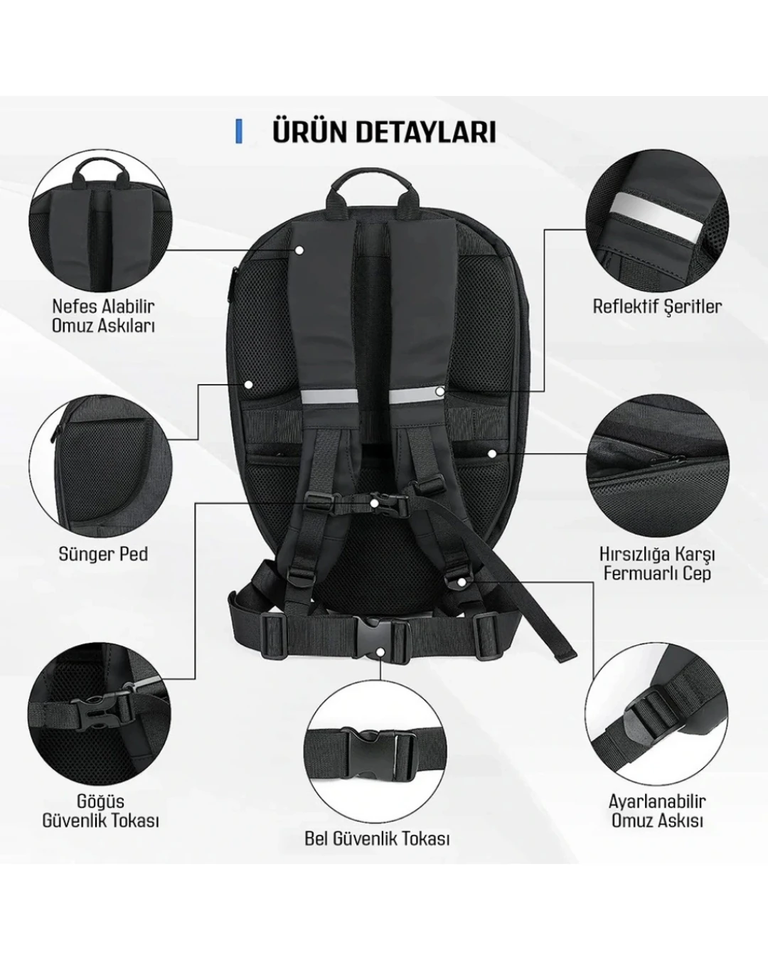 Led Knigth Motosiklet Sırt Çantası Bluetooth Kontrol