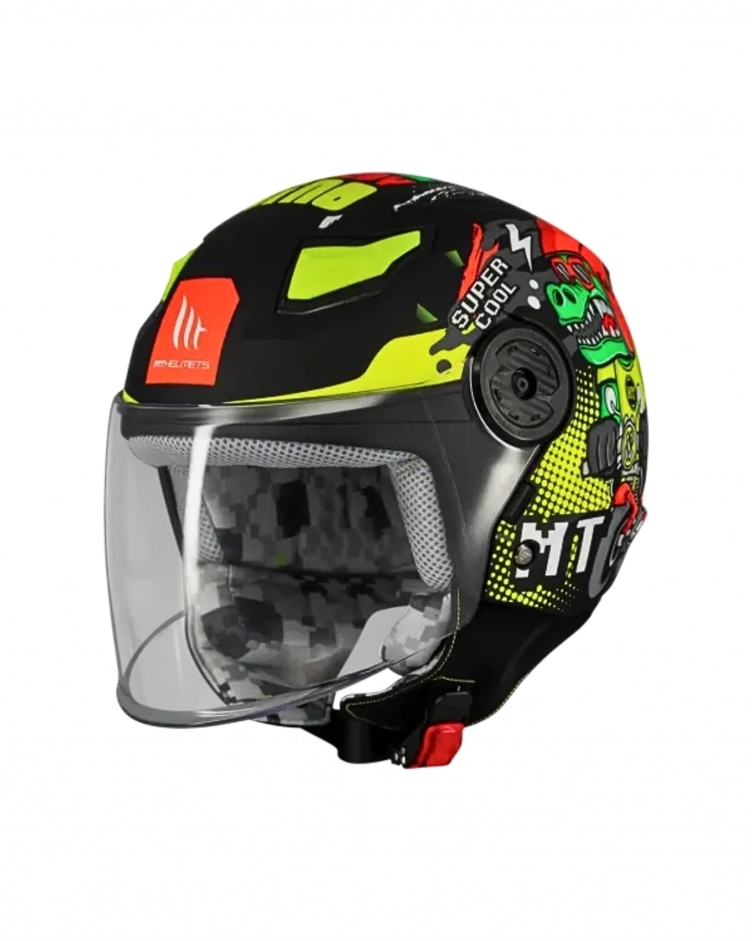 Mt Helmets Kıd Lite Dino A1 Mat Siyah Yarım Çocuk Motosiklet Kaskı