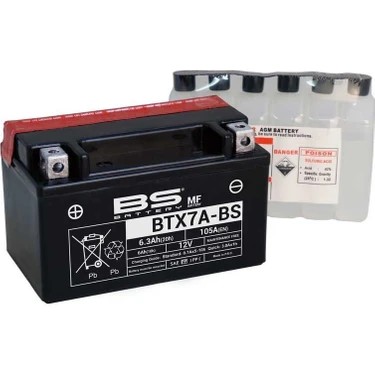 BS BATTERY MOTOSİKLET AKÜLERİ - YENİ ÜRETİM TARİHLİ - BTX7A-BS