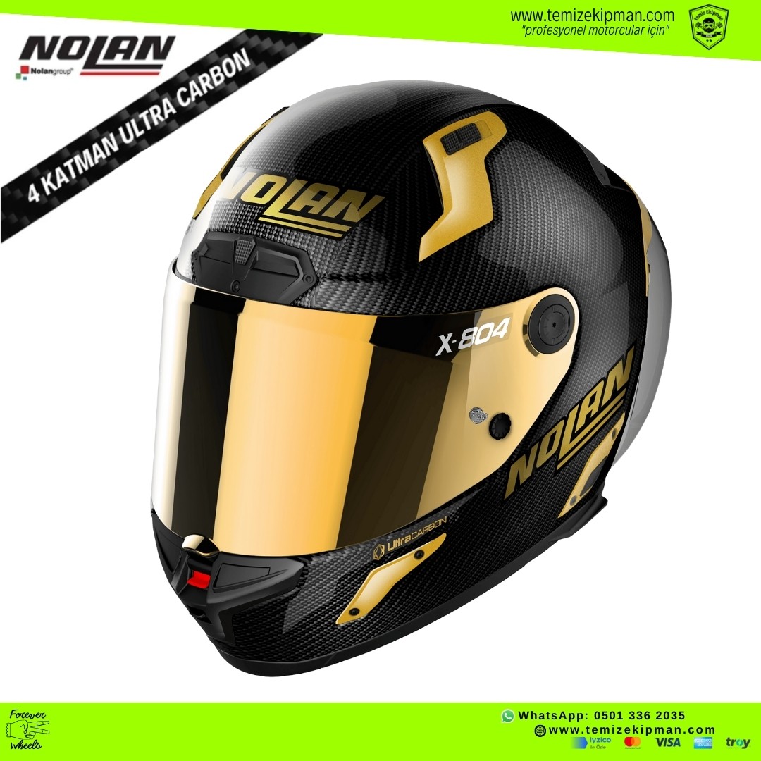 NOLAN X-804 RS ULTRA CARBON GOLD FULLFACE MOTOSİKLET KASKI + GOLD VİZÖR