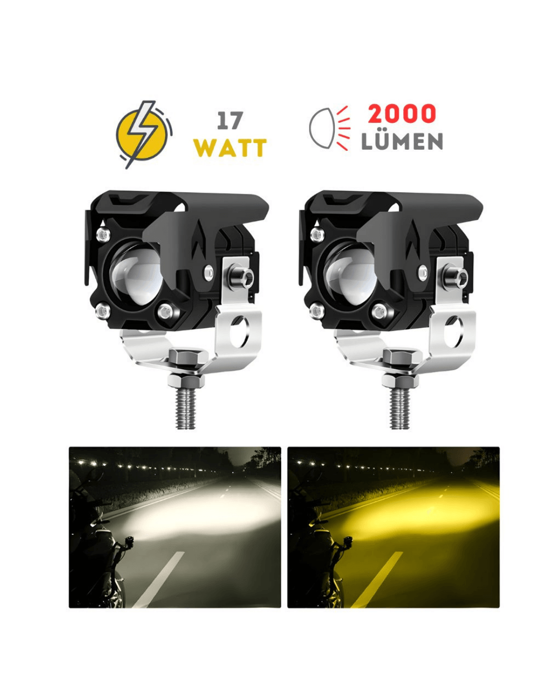 Knmaster Gleam 17W 2000 Lümen Motosiklet Led Sis Farı Takımı