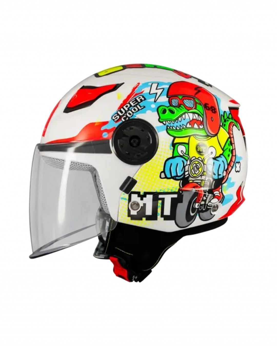 Mt Helmets Kıd Lite Dino A0 Parlak Beyaz Yarım Çocuk Motosiklet Kaskı