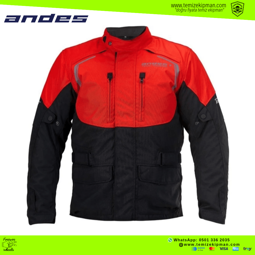 ANDES CONCORDE V2 WATERPROOF KIRMIZI 4 MEVSİM KADIN MOTOSİKLET MONTU