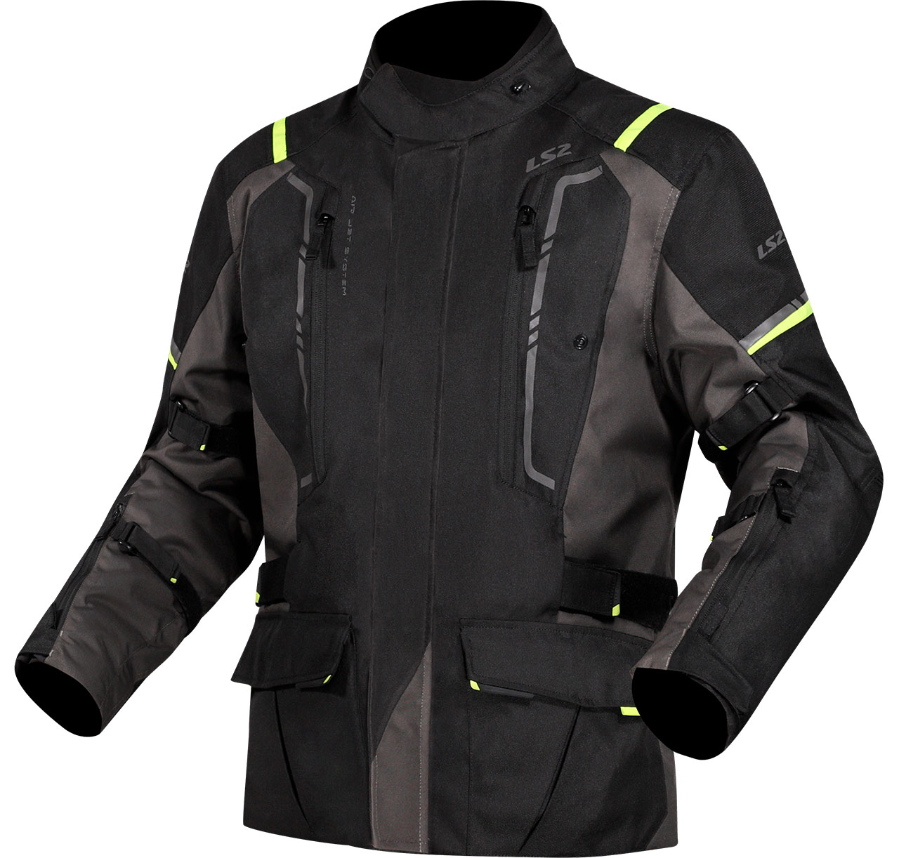 LS2 NARVIK GRİ - SİYAH - NEON SARI MONT