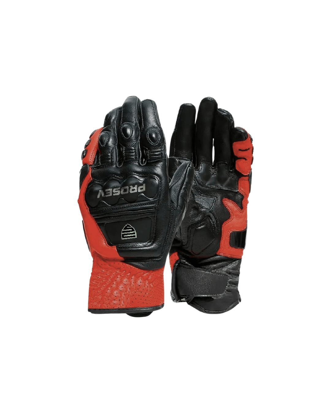 PROSEV GL60 SİYAH/KIRMIZI DERİ/CORDURA MOTOSİKLET ELDİVENİ