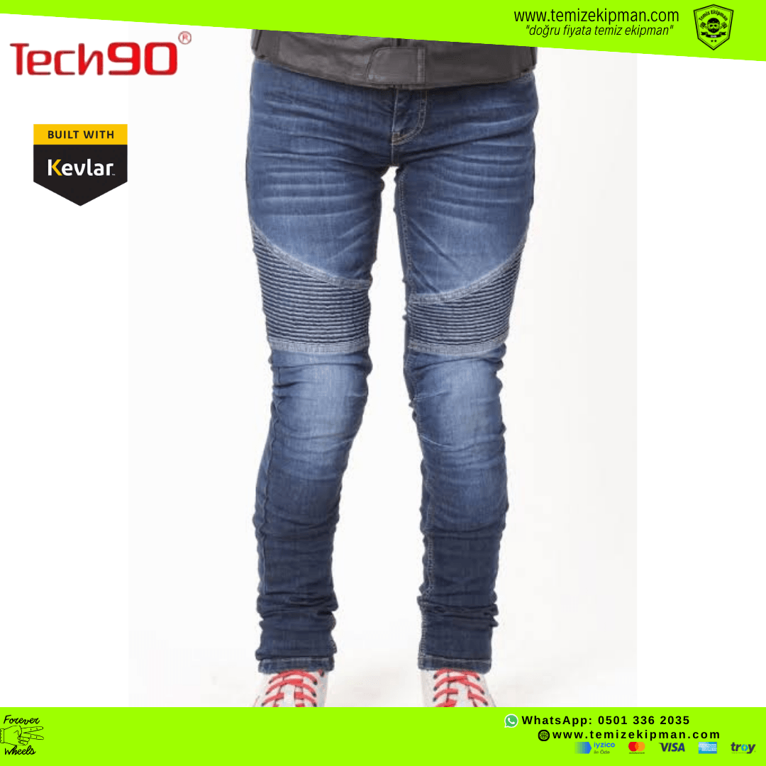 KADIN TECH90 DİCLE KOT/KEVLAR KORUMALI KADIN MOTOSİKLET PANTOLONU - (KUSURLU)