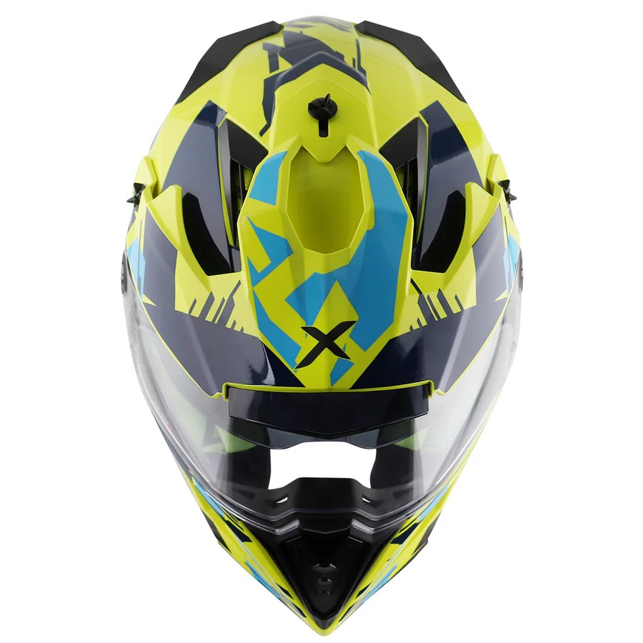 AXOR X-CROSS X1 DUAL VISOR NEON SARI/MAVİ FULLFACE MOTOSİKLET KASKI