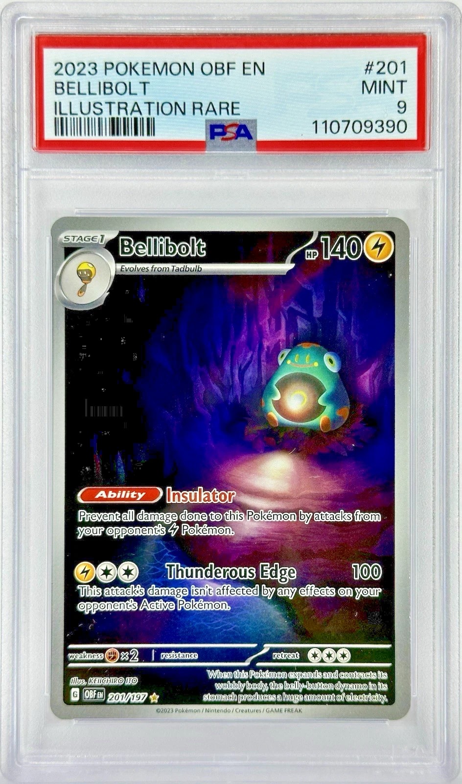PSA 9 OBF EN Bellibolt #201 IR - 2023 Pokemon Sv03 Obsidian Flames 201/197