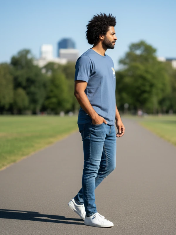 Erkek Sıfır Yaka Baskılı Tshirt