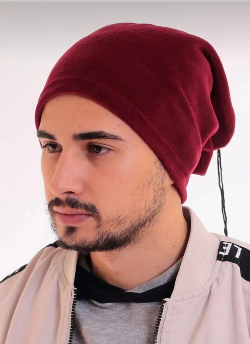 Unisex Rüzgar Önleyici Polar Boyunluk Bere - bordo