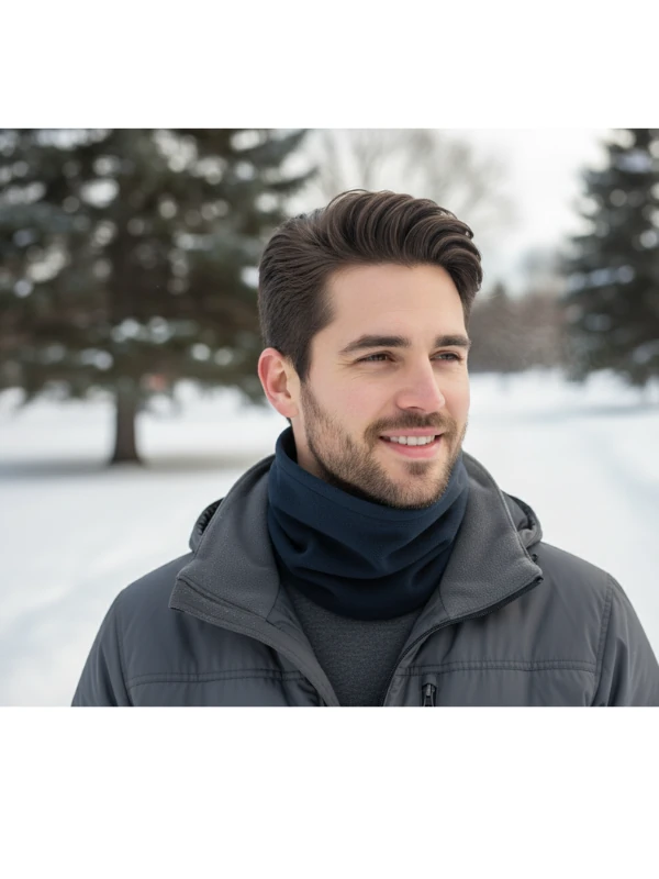 Unisex Rüzgar Önleyici Polar Boyunluk Bere - Lacivert