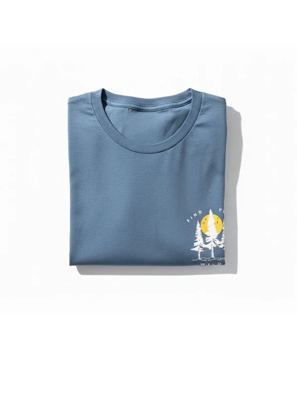 Erkek Sıfır Yaka Baskılı Tshirt