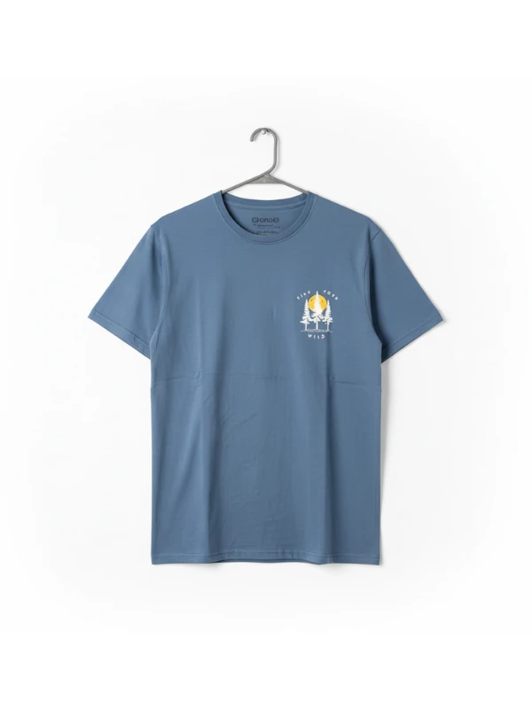 Erkek Sıfır Yaka Baskılı Tshirt