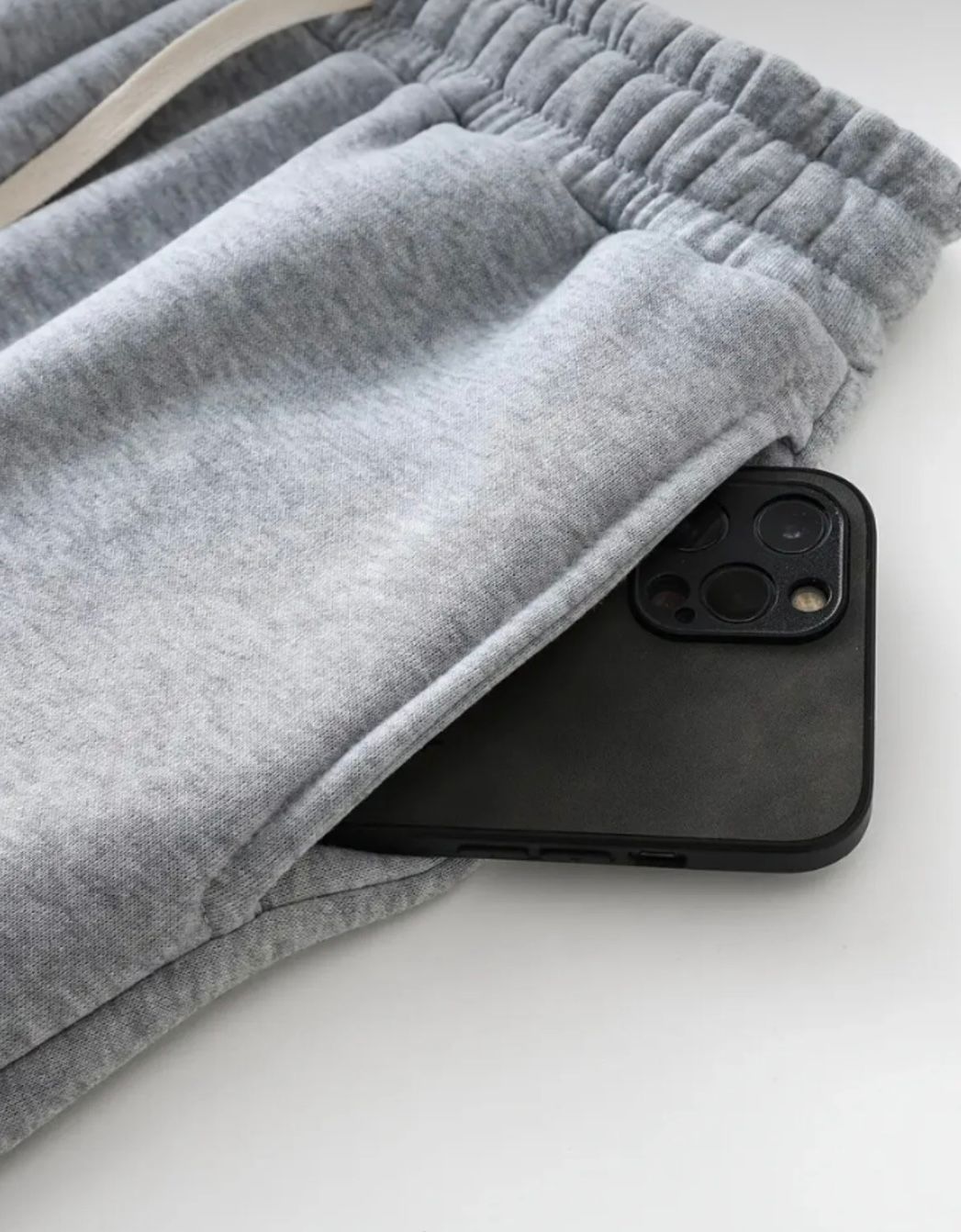 Kadın Şardonlu 2 İplik Eşofman Altı Siyah ( Cepli ,Paçası ve Beli Lastikli )