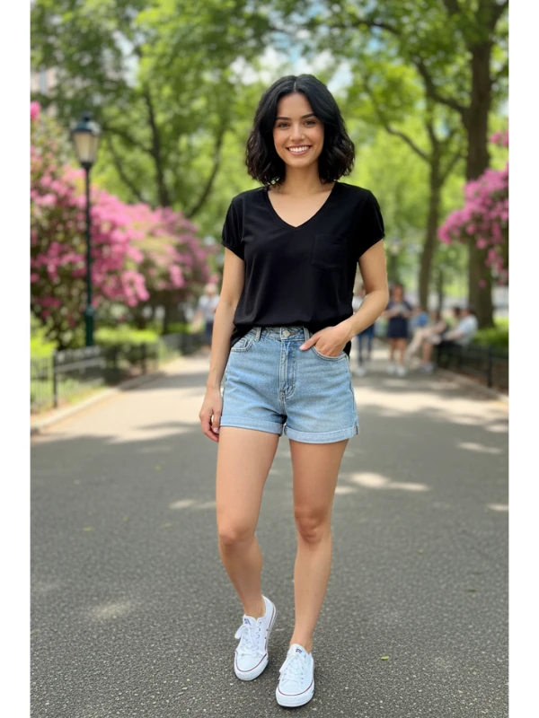 Kadın V Yaka Mini Cepli Body