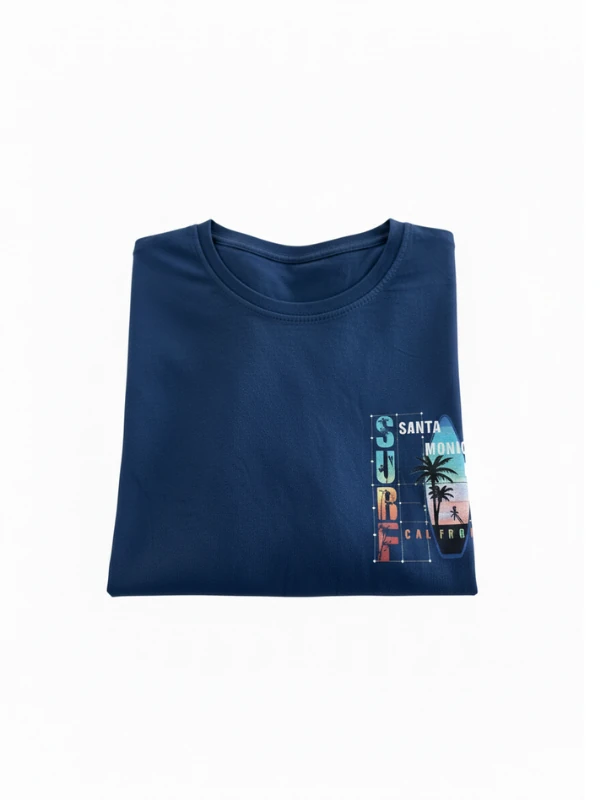 Erkek Sıfır Yaka Baskılı Tshirt