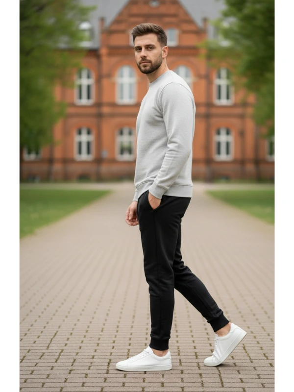 Erkek Şardonlu 2 İplik Eşofman Altı | Cepli, Paçası Ribanalı