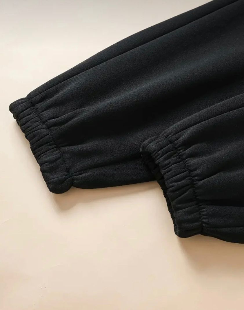 Kadın Şardonlu 2 İplik Eşofman Altı Siyah ( Cepli ,Paçası ve Beli Lastikli )