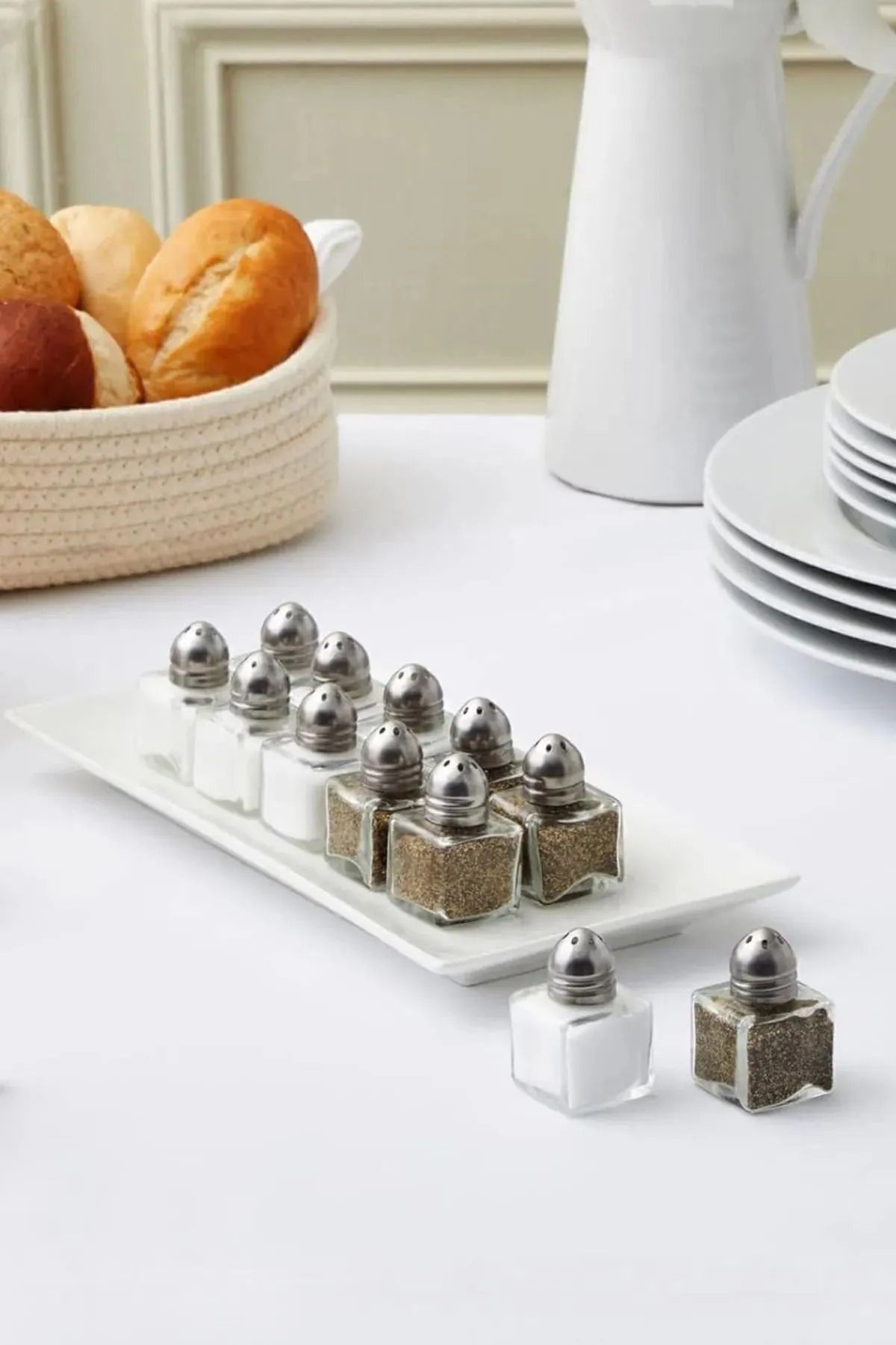 Salty Cam 12'li Tuzluk Mini Küp 6 Kişilik Tuzluk Karabiberlik 20 ml  - Seti Paslanmaz Çelik Kapak