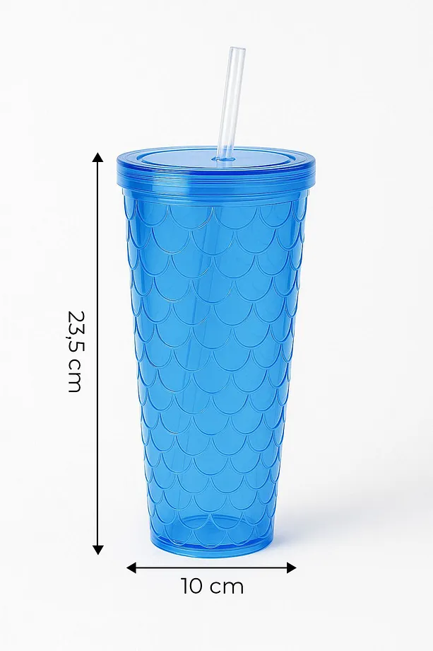 Sparkle Pipetli Renkli Bardak 750 ml Kapaklı Sunum Bardağı ,Meşrubat Bardağı
