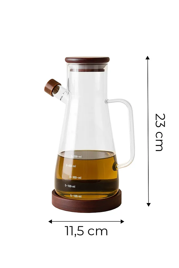 Akasya Kapaklı Kendinden Standlı Borasilikat Cam Yağlık Sirkelik 900 ml - Akasya Yağdanlık