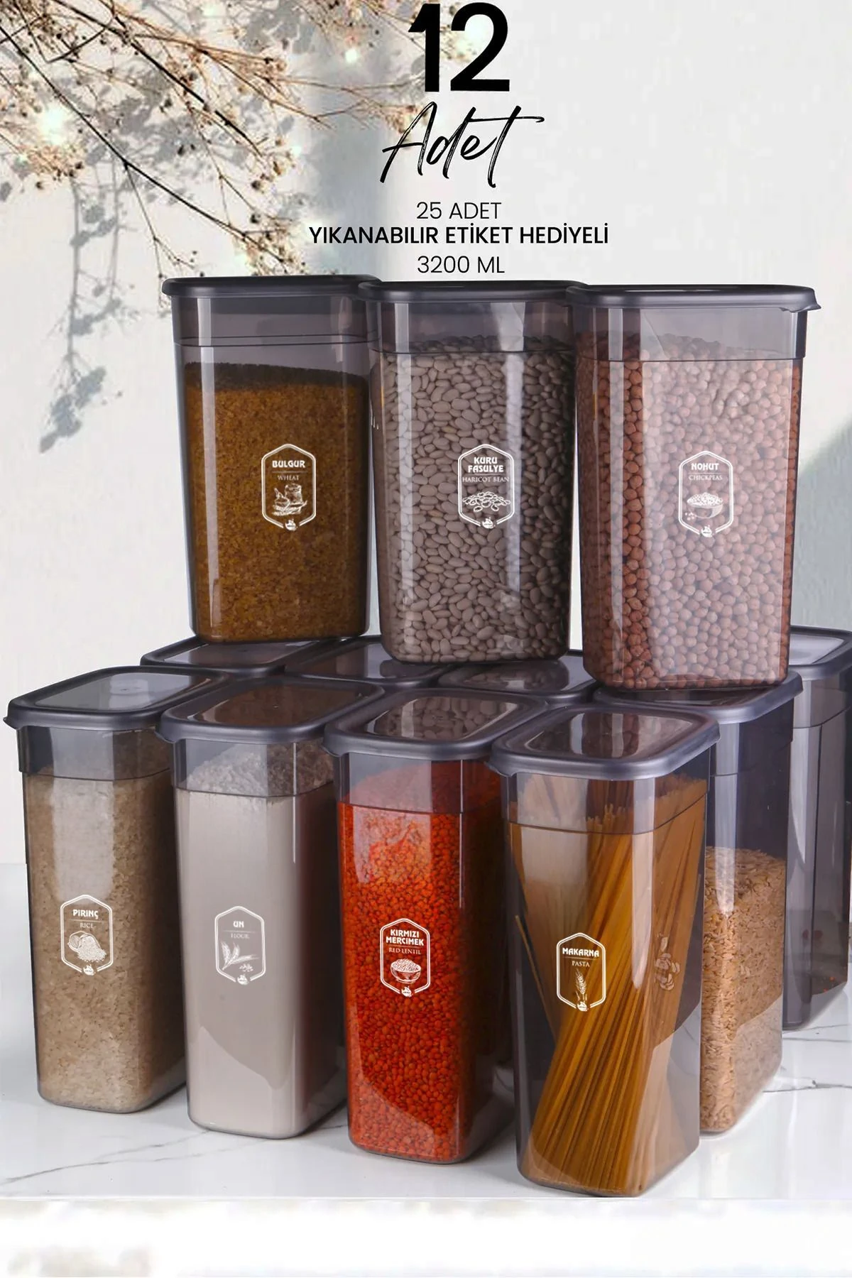 Kitchen Life 12'li 3.2 Litre Jumbo Saklama Kabı – Dikdörtgen