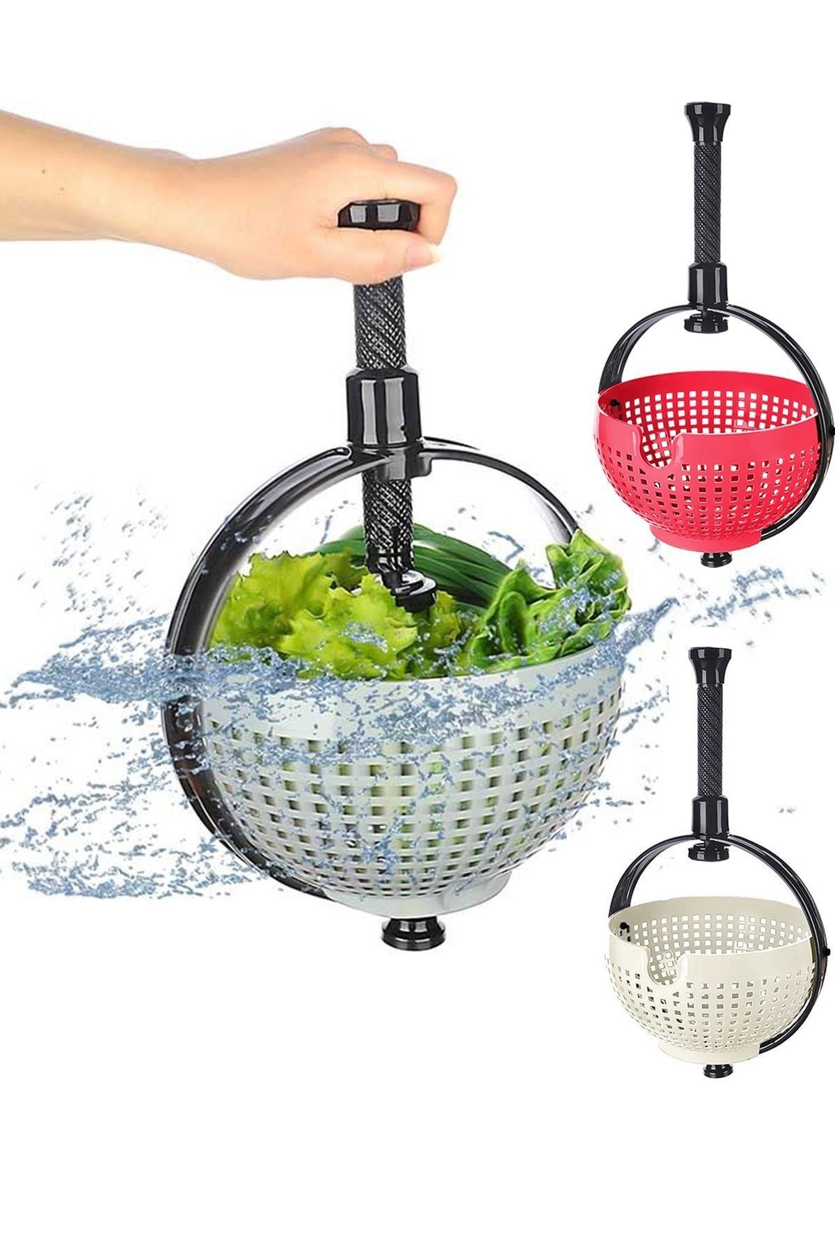 1 Adet Akıllı  Meyve Sebze Salata Kurutucu Dönen Süzgeç