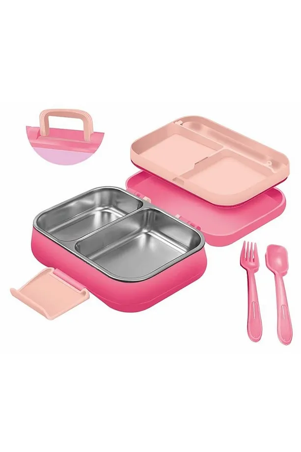 Happii Vakumlu 4 Bölmeli Paslanmaz Çelik Çocuk Beslenme Kabı - Unicorn Desenli Yemek Kutusu