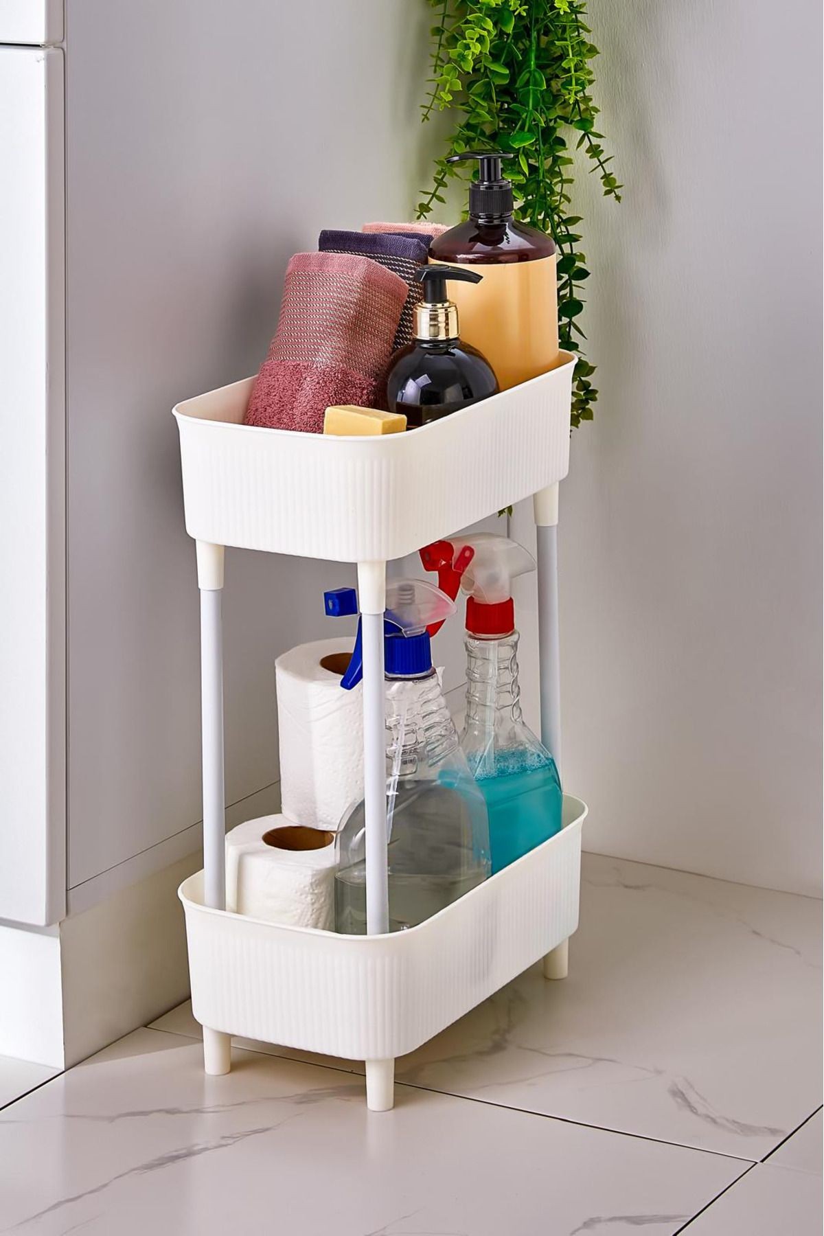 2 Katlı Tezgah Altı Raf altı Banyo Dolap içi Çok Amaçlı Düzenleyici Organizer