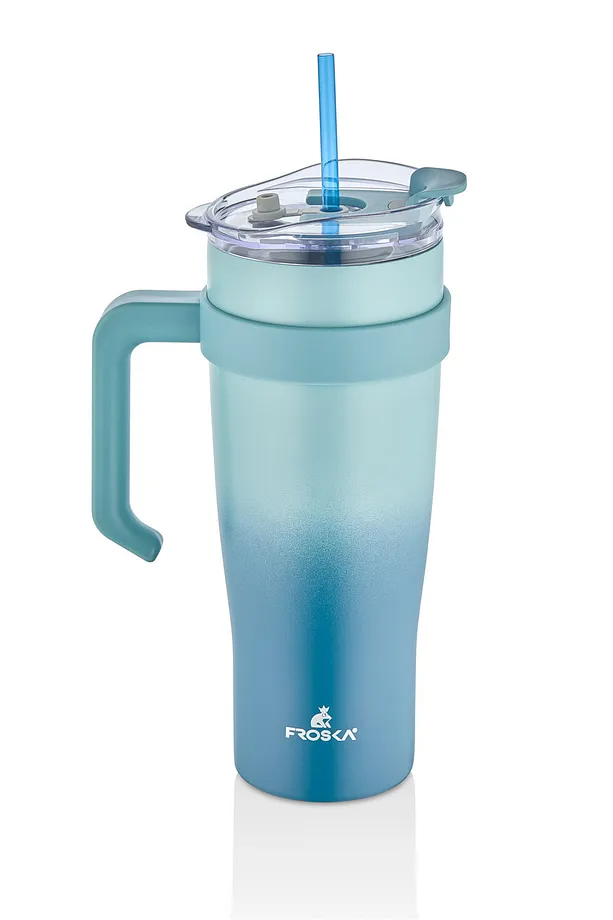İçi 304 kalite Paslanmaz Çelik 1000 ml Pipetli Termos Çift Katmanlı Renk Geçişli , Sızdırmaz Bardak