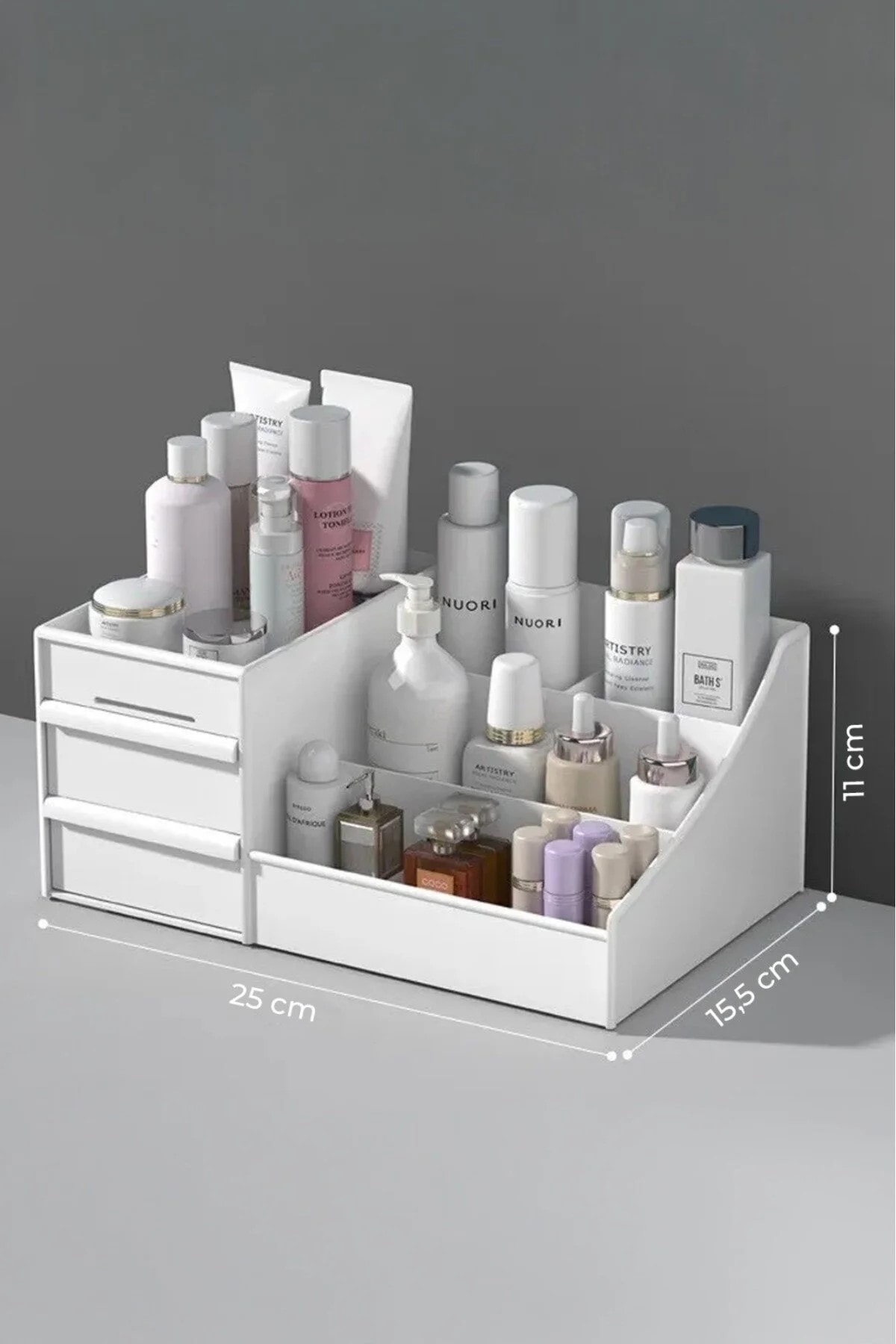 3 Katlı 2 Çekmeceli Ofis , Takı Makyaj Düzenleyici Organizer / Kozmetik Masüstü Düzenleme Kutusu