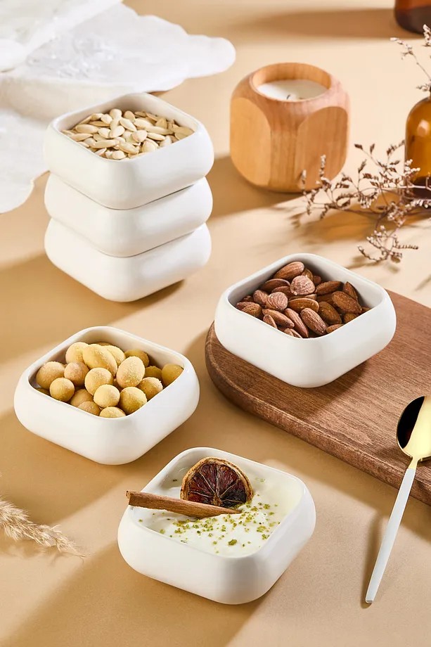 Seramik 12'li Kare Çerez Tabağı - Sunumluk Reçellik Sosluk