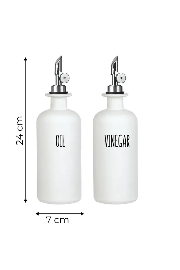 2'Li Akıllı Otomatik Kapaklı Cam Yağlık Sirkelik Seti 500 ml - Nordic Beyaz Yağdanlık Seti