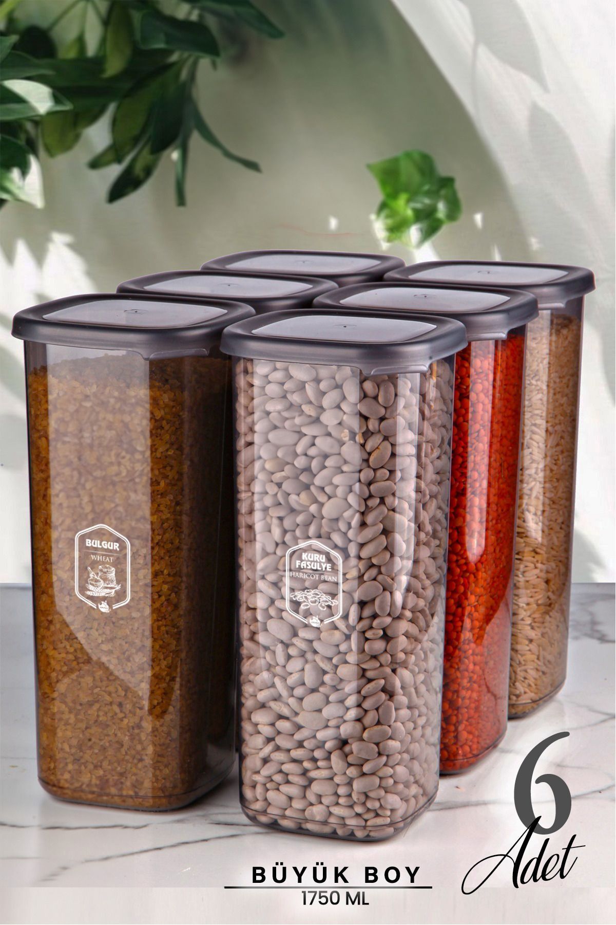 Avantajlı 6'lı Gold Etiketli Boly Kare Saklama Kabı Seti 1750ml Çoklu Set Yapılabilen Erzak Kavanoz