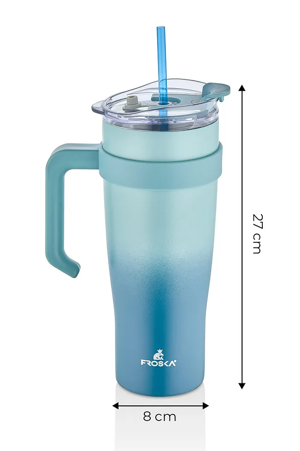İçi 304 kalite Paslanmaz Çelik 1000 ml Pipetli Termos Çift Katmanlı Renk Geçişli , Sızdırmaz Bardak