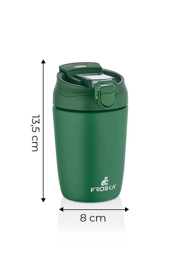FROSKA Sızdırmaz Pipetli Termos Bardak 550 ml Çift Katmanlı Paslanmaz Çelik, Kilitli Kapak