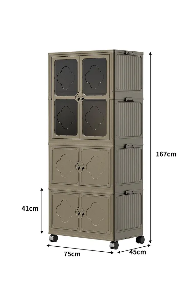 3 Katlı Dolap Tekerlekli Çok Amaçlı Gardırop - Portatif Tekerlekli Organizer