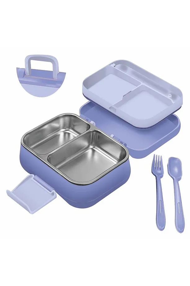 Happii Vakumlu 4 Bölmeli Paslanmaz Çelik Çocuk Beslenme Kabı - Deniz Kızı Desenli Yemek Kutusu