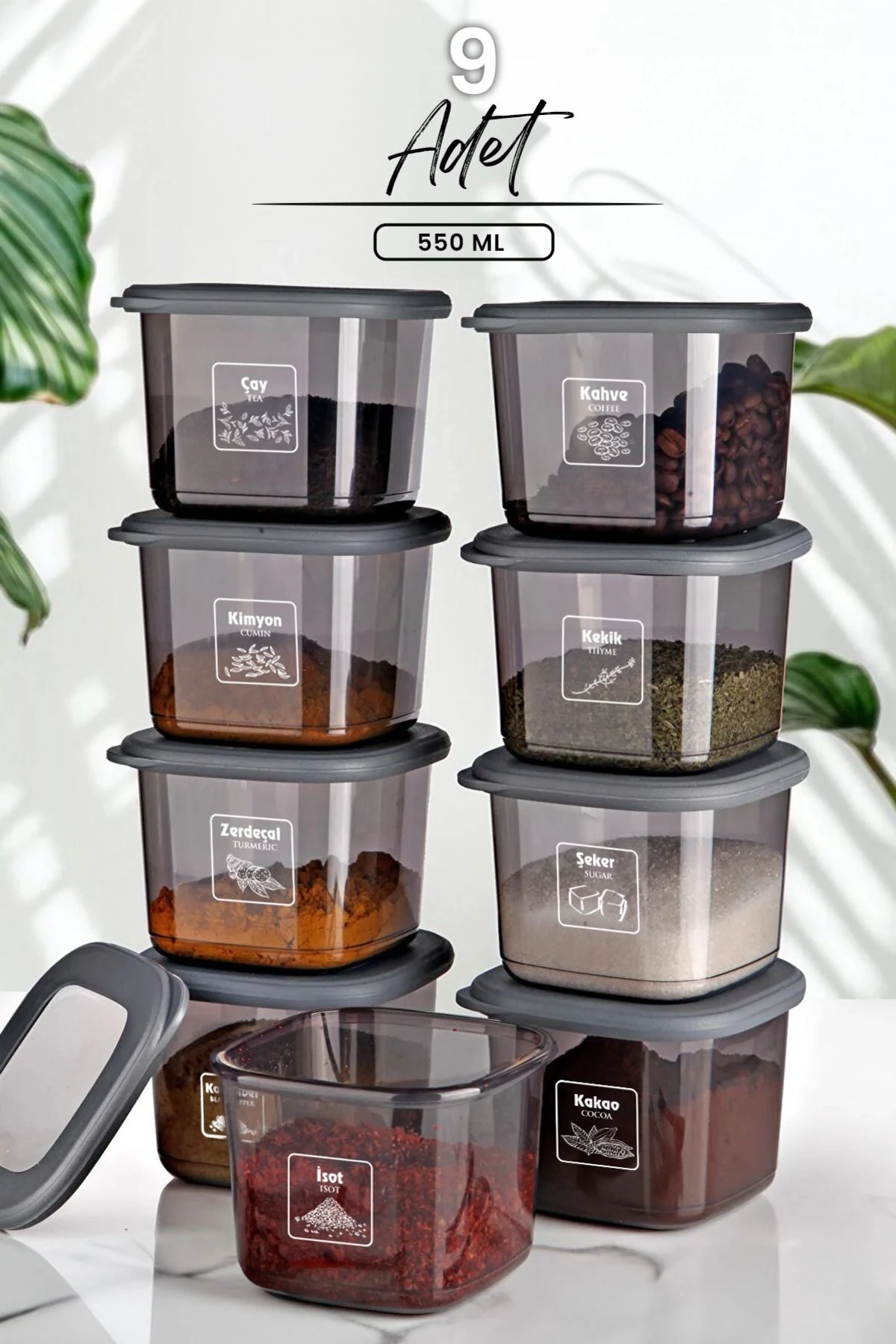 Kitchen Life 9'lu 550 ml Kavanoz Seti | Vakumlu Kapak | Etiket