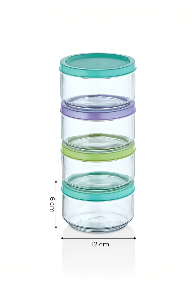 12'li Vakumlu Silikon Kapaklı Cam Kahvaltılık Saklama Kabı Seti