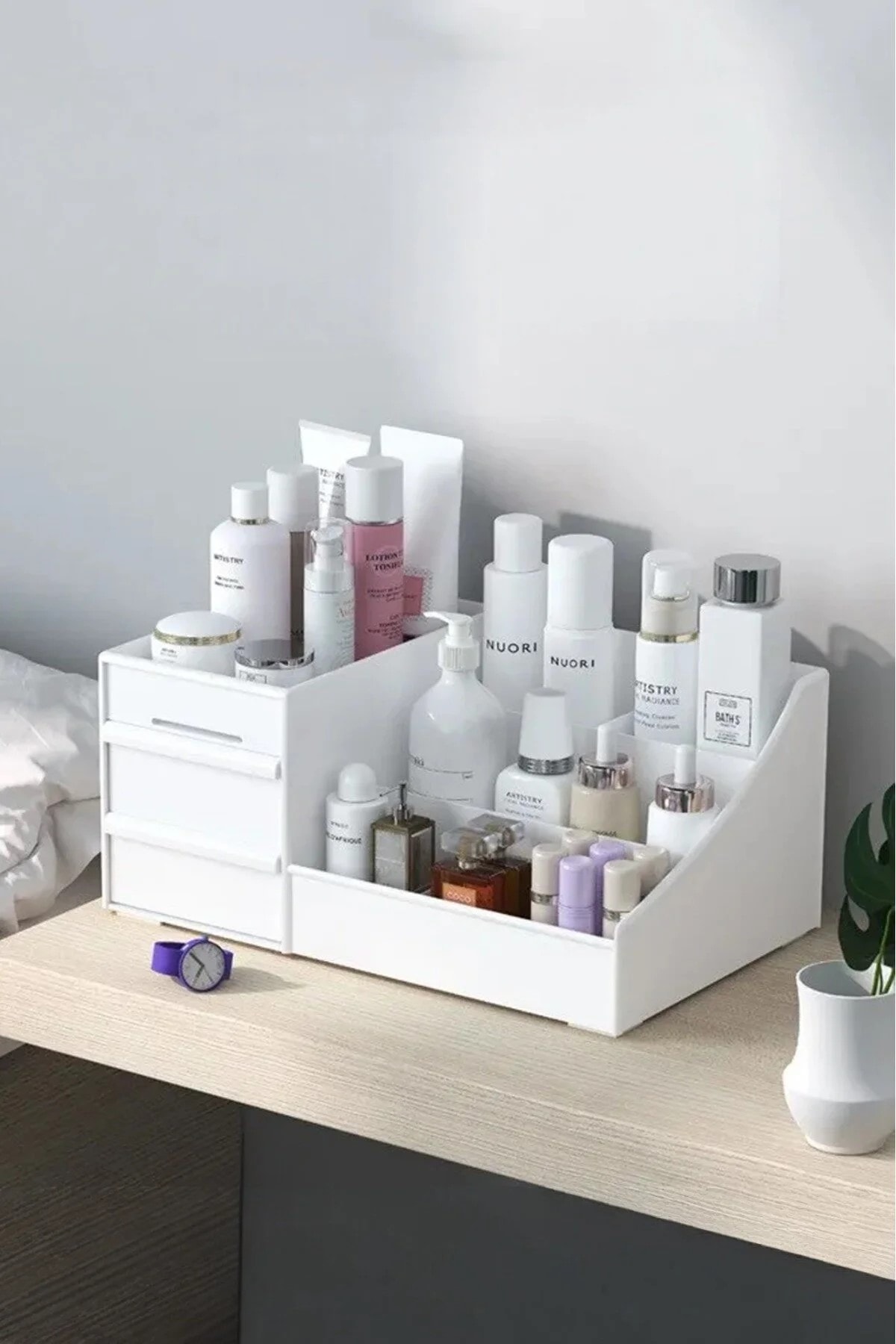 3 Katlı 2 Çekmeceli Ofis , Takı Makyaj Düzenleyici Organizer / Kozmetik Masüstü Düzenleme Kutusu